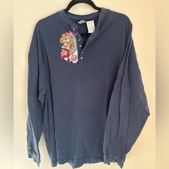 Disney Other - Disney Vintage 90’s Embroidered Seven Dwarves Snow White Navy Men’s XXL Shirt
